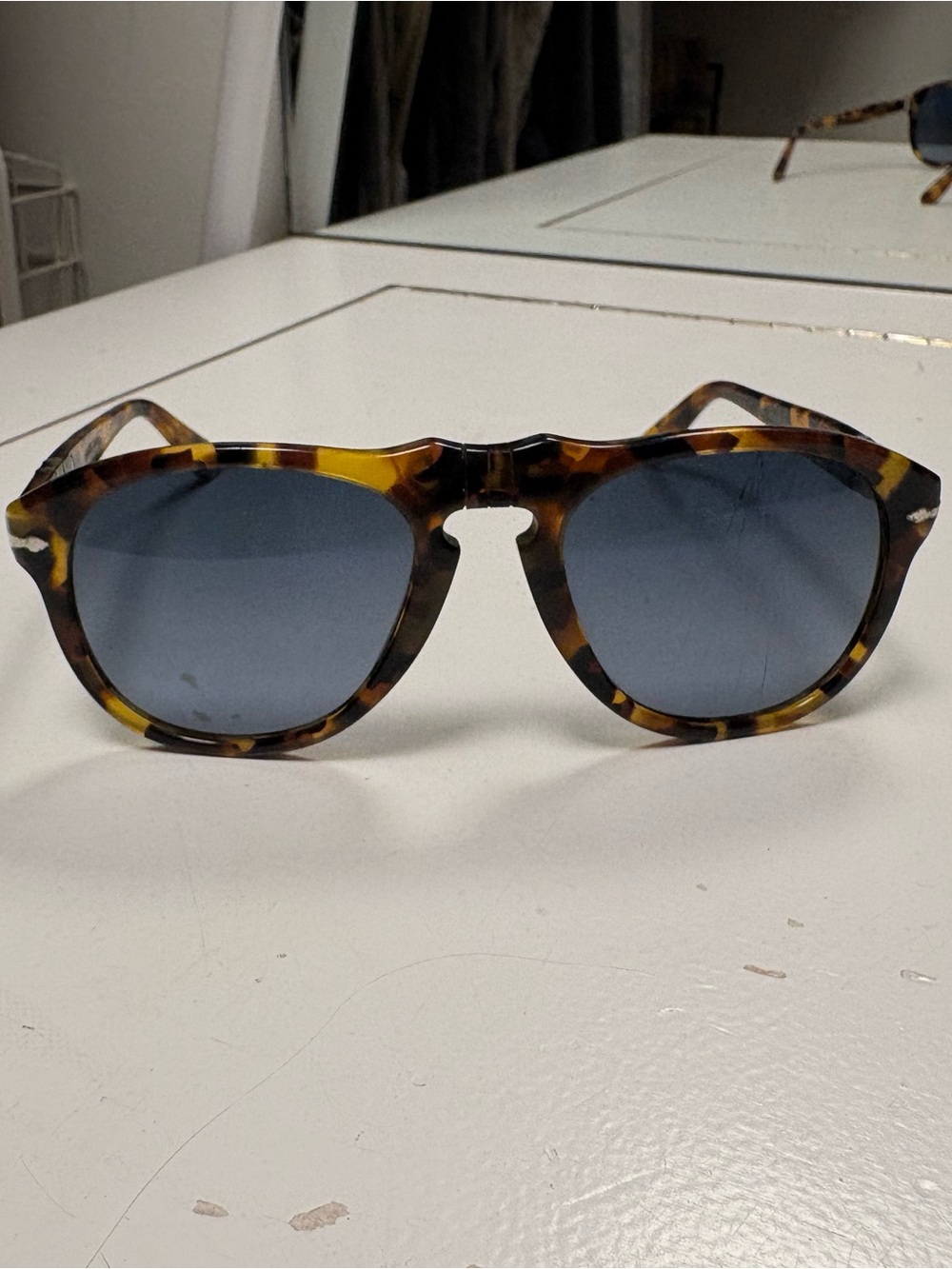 Persol Tortoiseshell Sunglasses with Blue Lenses - Men Grooming Accessory - Picture 5 of 8